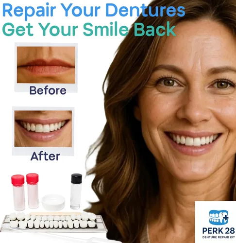 Vista 2 de PERK Kit de reparación de dentaduras postizas con 28 dientes