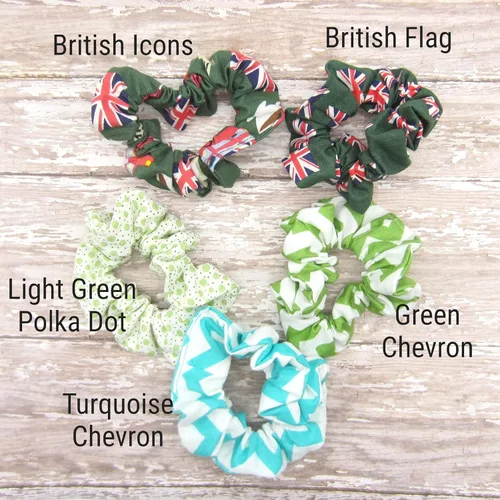 Vista 5 de Print Fabric Scrunchies-Over 50 Colors To Choose From (Lime Polka Dot)