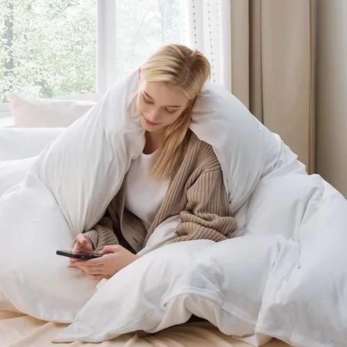 Vista 3 de Funda de edredón de Bedsure color blanco tamaño Queen suave y prelavada, 3 piezas, 1 funda de edredón de 90 x 90 pulgadas con cierre de cremallera