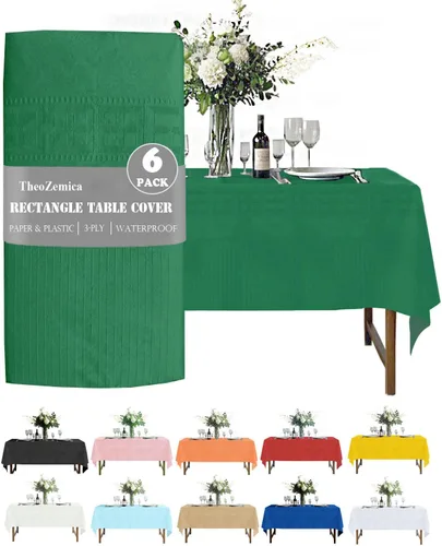 Vista 11 de Cream White Disposable Paper Tablecloth Rectangle 4 Pack, 54×108 Inch Waterproof Paper with Plastic Backing Party Table Cover for Graduation