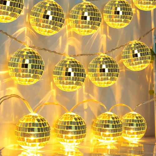 AceList Tira de luces LED de 20 luces LED de 9.8 pies, funciona con pilas y enchufe USB, luces de bola de discoteca para decoraciones de fiesta de