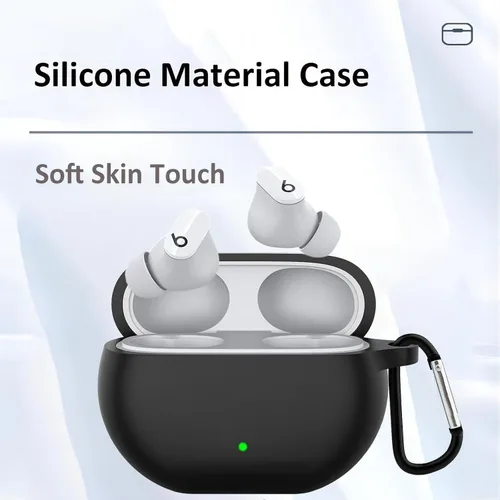 Vista 2 de USTIYA Funda para Beats Studio Buds+ 2023/Studio Buds 2021 Funda protectora de silicona con funda de llavero (negro)