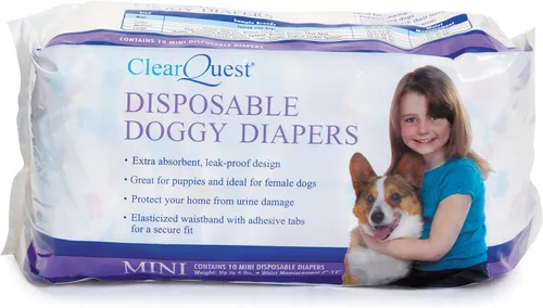 Vista 3 de ClearQuest Pañales desechables para perros, pañales para mascotas superabsorbentes a prueba de fugas