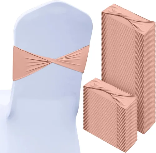 Vista 12 de CHENGU 100 piezas Cintas elásticas de elastano para sillas, lazos simples, bandas para sillas de boda real sin hebilla, decoraciones de cumpleaños