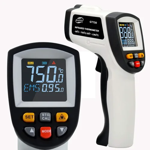 Termómetro infrarrojo registrador de datos -58 ℉~ 1382 ℉ con memoria de 30 grupos, pistola pirómetro láser IR con alarma de alta y baja temperatura