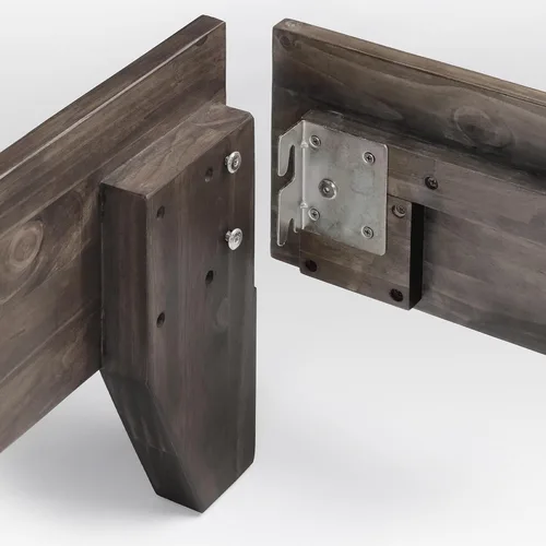 Vista 5 de Base de cama, fabricada en EE. UU. con 100% madera de pino norteamericano, base sólida para colchón con tablillas de pino prensado, instalación sin