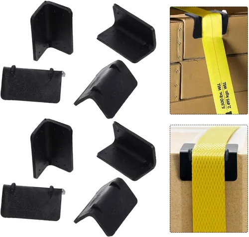 Vista 9 de 100 protectores de esquina de plástico negro para cajas de 2.16 x 1.18 pulgadas, reduce los daños del envío, ideal para correas y palets