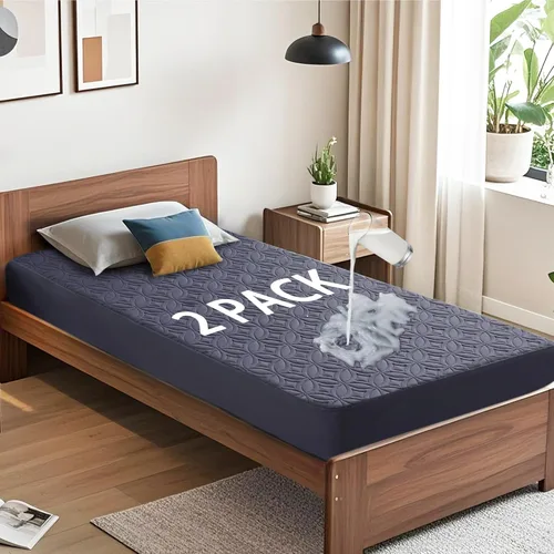 Vista 12 de Paquete de 2 protectores de colchón impermeables, tamaño individual, funda de colchón con bolsillo profundo de 6 a 15 pulgadas de profundidad