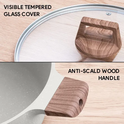 Vista 3 de Nonstick Die Casting Stock Pot,6Qt Elegant Aluminum Ceramic Casserole with Lid, Induction Bottom