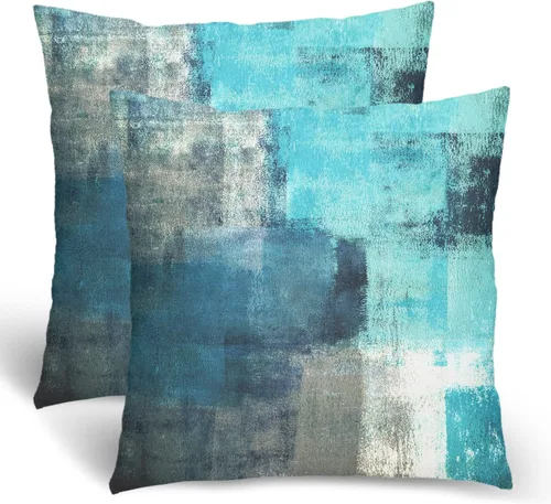Vista 12 de BETGINY Juego de 2 fundas de almohada marrón y gris de 16 x 16 pulgadas, color gris pardo moderno, pintura de arte abstracto, para sofá, cama