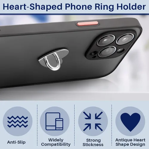 Vista 5 de Moxweyeni 6 soportes para anillo de teléfono celular, gancho adhesivo de corazón para teléfono inteligente, soporte de anillo de dedo de metal