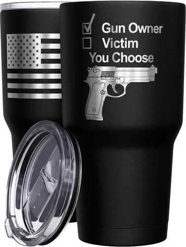 Vista 55 de We The People Holsters - Vaso térmico de 30 onzas, 0% Liberal, Negro