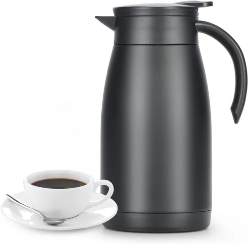 Vista 8 de Jarra térmica de 27 onzas con forro de cerámica, jarra pequeña aislada de acero inoxidable de 25.4 fl oz para mantener el café, el té y el agua Negro