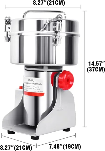 Vista 7 de Samger 700g Electric Grain Mill Grinder, 1800W 110V Copper Motor Swing Type Commercial Grinders, High Speed 28000RPM Superfine Grinding Machine