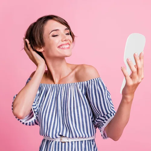 Vista 3 de Jetec 8 espejos de mano pequeños de mano, 1 espejo compacto de maquillaje de viaje, 3.15 x 7.09 pulgadas, mini espejo cosmético de mano para niñas