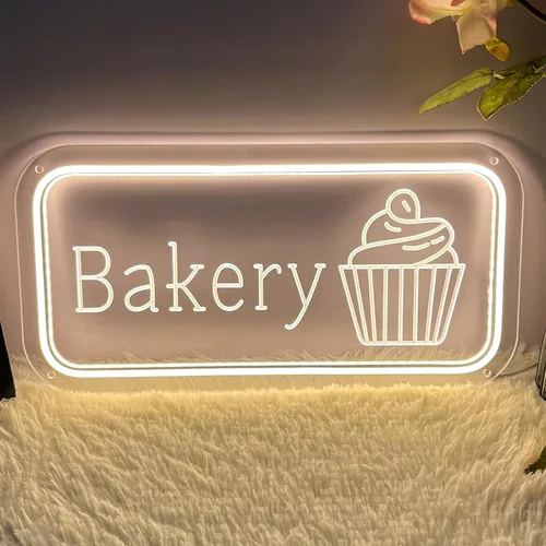 Vista 10 de Letrero de neón de panadería para decoración de pared, luz LED regulable, luz de neón, pasteles, pan, letreros para negocios, postres, alimentos