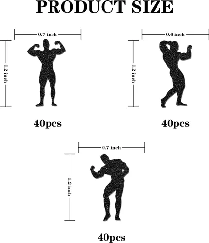 Vista 3 de Confeti de bailarines masculinos con purpurina negra, dispersión de papel de strippers, tema de fiesta, confeti de despedida de soltera, 120 piezas