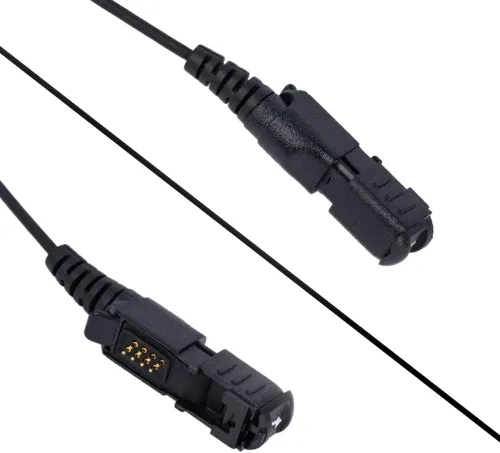 Vista 2 de Auricular con anillo en D compatible con Motorola XPR3300e XPR3500e Gancho de oreja con anillo en D, micrófono PTT en línea, para XPR3500e