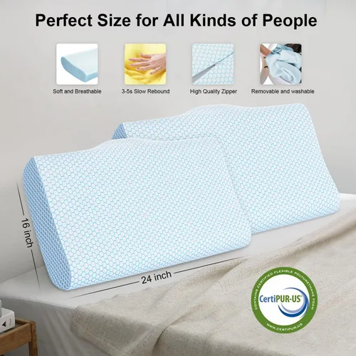 Vista 9 de Anvo 2 almohadas de espuma viscoelástica almohada ortopédica cervical para dormir de lado espalda estómago dormir para dolor de cuello