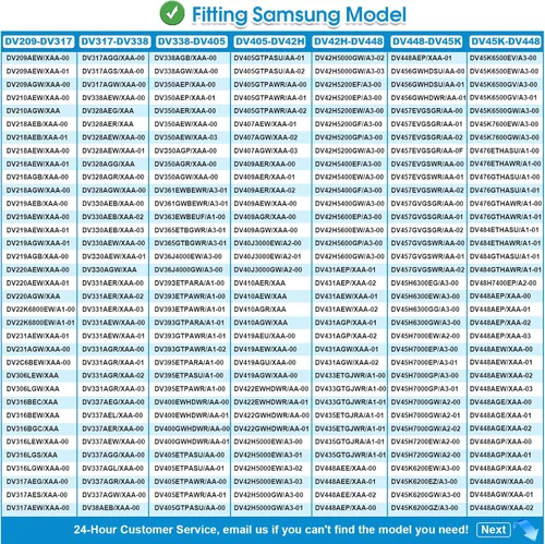 Vista 5 de Kit de reparación para secadora de repuesto para rodillo de tambor Samsung DC97-16782A, correa de secadora 6602-001655, polea tensora DC93-00634A