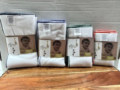 Vista 3 de Geffen Baby Paquete de 6 rellenos de algodón orgánico de 10 x 14 pulgadas, insertos de pañales de tela reutilizables y paños para eructos, azul