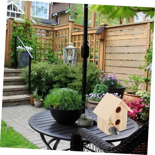 Vista 6 de Cabilock 2 piezas de decoración de mano de nido de madera, decoración de madera, decoración de madera, casas de madera para manualidades, kit