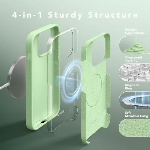 Vista 1044 de GONEZ Funda magnética para iPhone 14, compatible con Magsafe, con protector de pantalla + protector de cámara, forro de microfibra antiarañazos