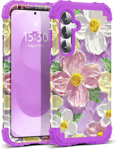 Vista 42 de Funda para Galaxy A14 5G Case, Patrón Floral 3 en 1 Protección Resistente de Servicio Pesado a Prueba de Golpes Parachoques de Goma de Silicona