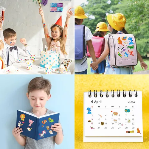 Vista 4 de 24 hojas (más de 400 unidades), calcomanías hinchadas en 3D de animales para niños pequeños, hojas de calcomanías preescolares a granel