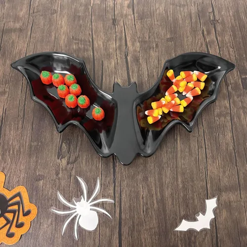 Vista 2 de UP ware - Bandeja de melamina en forma de murciélago, bandeja de fiesta de Halloween, divertido diseño espeluznante, para dulces, aperitivos