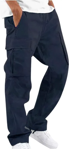 Vista 2 de WENKOMG1 Pantalones tácticos básicos para hombre, transpirables, cintura elástica, pantalones deportivos