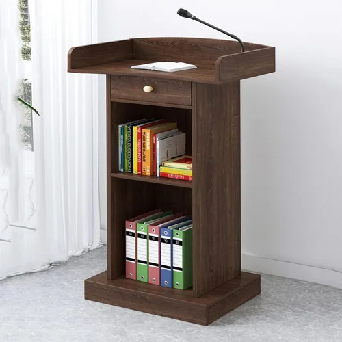 Vista 6 de Soporte para podio de madera, altura de 48.8 pulgadas, púlpitos para iglesias, recepción, atril con cajón espacioso para hoteles, seminarios, bodas