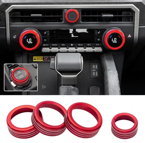 Vista 9 de JKCOVER Cubiertas de Perilla de Botón Decoradas para Interior Compatibles con Toyota Tacoma 2016-2019 2020 2021 2022 2023, Botones 4WD Temp Aire