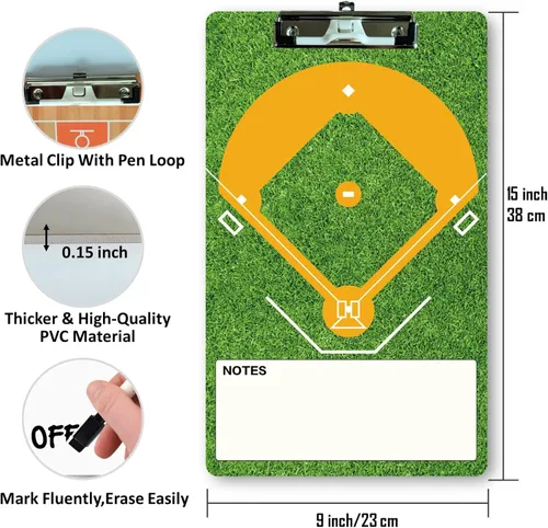 Vista 3 de Portapapeles de Borrado en Seco para Entrenadores de Béisbol