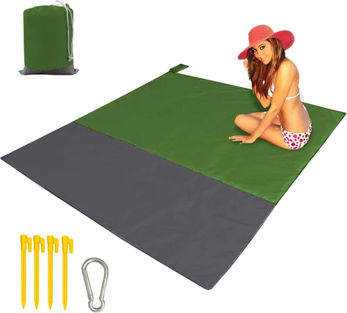 Manta de playa XL de secado rápido, duradera, ligera, compacta, para exteriores, 83 x 79 pulgadas, a prueba de arena, impermeable, tapete de picnic