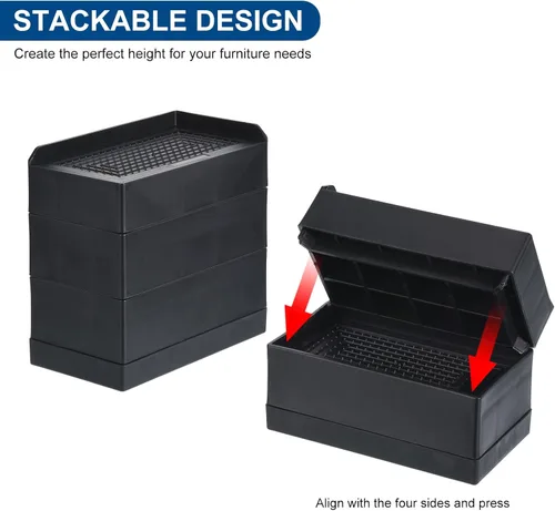 Vista 4 de uxcell Elevadores de muebles de 4.3 pulgadas, 4 elevadores de cama rectangulares ajustables para extensor para cama, escritorio, sofá, mesa, soporte