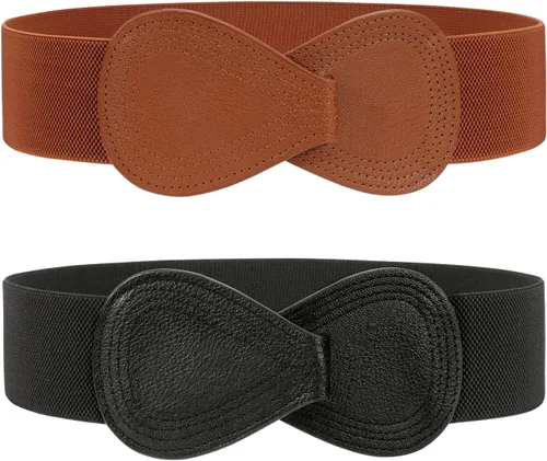 JASGOOD Cinturón elástico vintage para mujer, cinturón de cintura ancha y elástico vintage