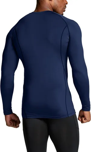 Vista 3 de TSLA - Camiseas térmicas de compresión de manga larga con cuello en V para hombre, ideales para usar como capa base para hacer ejercicio, correr