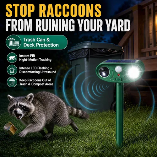 Vista 4 de 2026 Sonic Fortress Pro Deer Repellent Motion Activated Cat Deterrent Outdoor Solar Ultrasonic Animal Repeller with Strobe Light for Skunk Rabbit