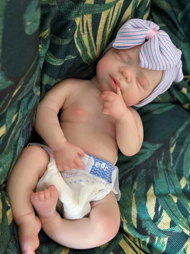 Vista 8 de Muñecas bebé de silicona de 18 pulgadas Pascale niña de cuerpo completo, muñecas recién nacidas anatómicamente correctas con boca abierta de la vida