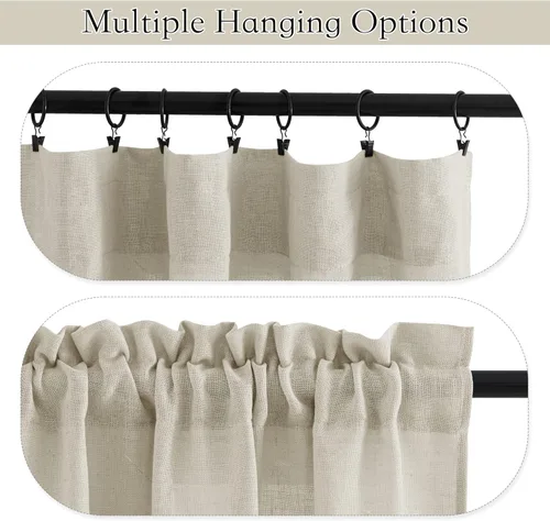 Vista 68 de RYB HOME Cortinas Cortas de Lino con Cenefas Swag - Niveles Semitransparentes para la Parte Superior de Ventanas, Decoración del Hogar con Filtrado