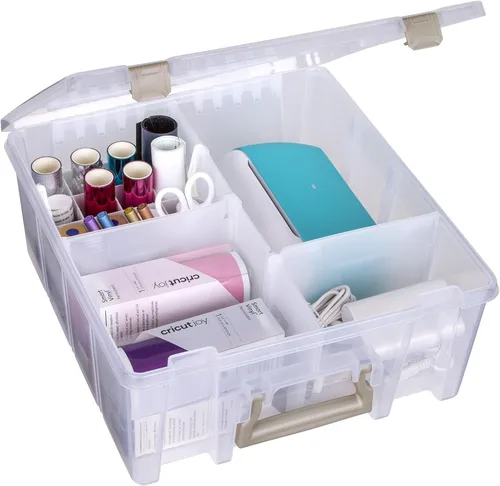 Vista 4 de ArtBin 6993SP Super Satchel Double Deep con bandeja de accesorios para manualidades en papel, transparente, 1 bolsa y 1 bandeja