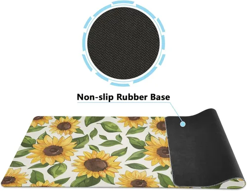 Vista 2 de ALAZA Retro Sunflower Leaves Large Gaming Mouse Pad Big Mousepad Mice Keyboard Mat with Non-Slip Rubber Base for Computer Laptop Home & Office, 31.5