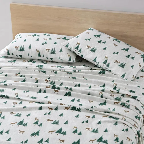 Vista 43 de Eddie Bauer - Juego de sábanas de tamaño King, de franela de algodón, cepillado para mayor suavidad, acogedora decoración para el hogar