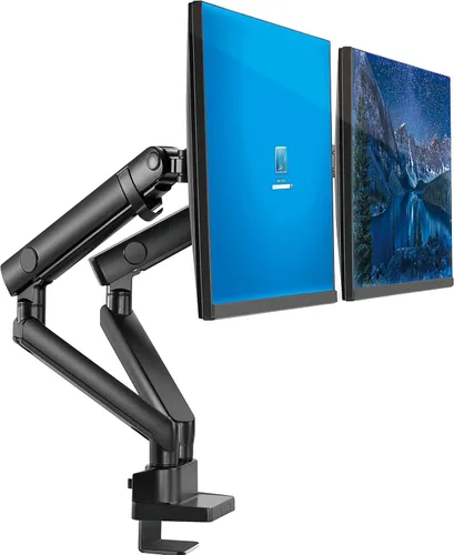 Vista 8 de Soporte de brazo para monitor doble para pantallas de 35 pulgadas, montaje VESA completamente ajustable para 2 monitores, soporte de escritorio