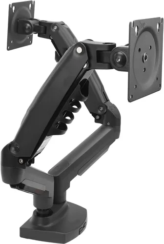 Vista 4 de Zunate Adjustable Double Screen Stand for 17-27inch Screens, Telescopic Rotating Desk Mount for Gaming and Work, Aluminum Alloy