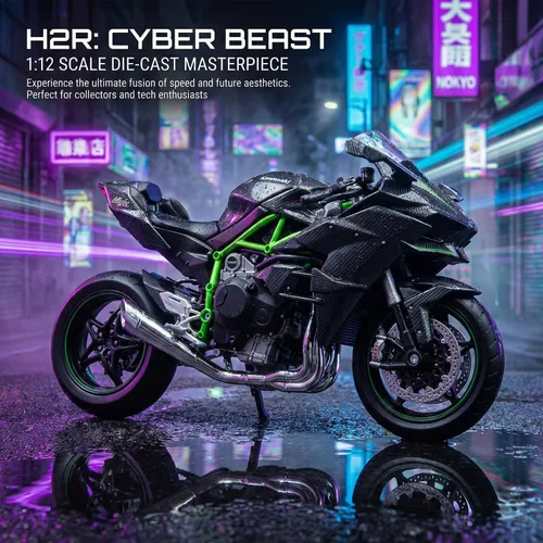 Vista 6 de Motocicleta fundida a presión 1:12 compatible con Kawasaki Ninja 1:12 H2r