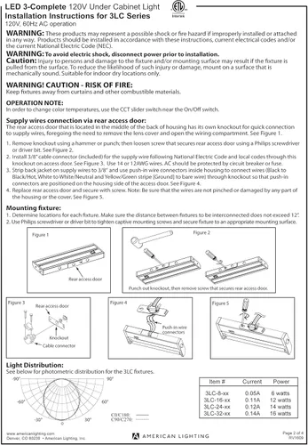 Vista 6 de American Lighting 3 accesorios LED completos para debajo del gabinete, ajustable 2700K-3000K-4000K blanco cálido, blanco y color blanco ultra Bronce