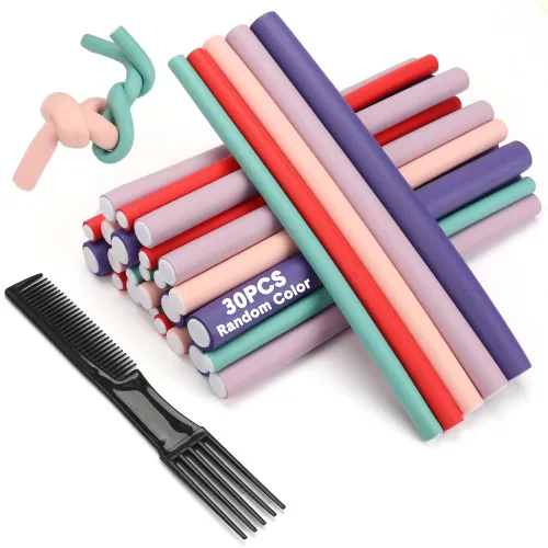 Vista 9 de AIDUCHO Rizadores de pelo sin calor, 42 rodillos flexibles de 7 pulgadas, rizadores de pelo de espuma suave, sin calor, flexibles, para cabello