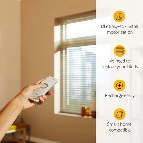 Vista 2 de Somfy Clever - Kit de motor de persiana inclinable, se adapta a tus persianas horizontales existentes de 2 pulgadas, persianas inteligentes